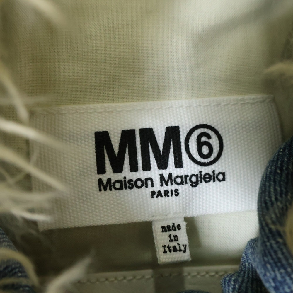 MM6 Maison Margiela(エムエムシックスメゾンマルジェラ) 23AW PADDED DENIM JACKET 襟ボア切り替え フロントロゴ 中綿 デニムジャケット インディゴ S52AM0263 S30828