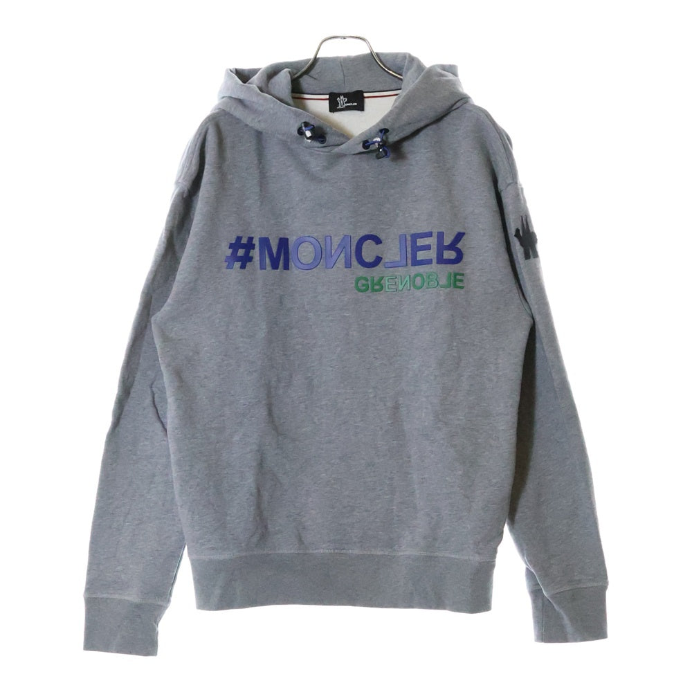 MONCLER GRENOBLE(モンクレールグルノーブル) 24AW MAGLIA CON CAPPUCCIO マグリア ラバーロゴ スウェット プルオーバーパーカー グレー J20978G00027 80451