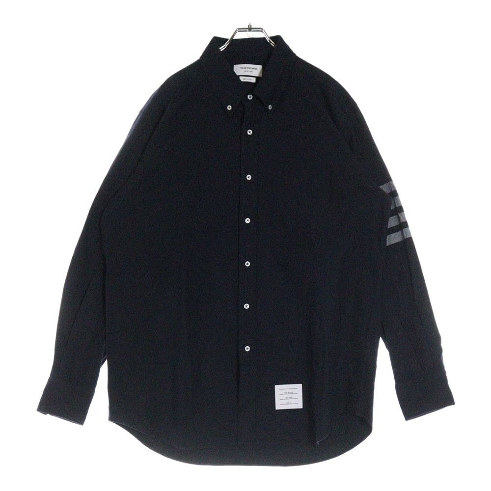 THOM BROWNE(トムブラウン) 25SS FLANNEL 4BAR SHIRT フランネル 4バー コットン ボタンダウン 長袖シャツ ネイビー MWL272A-05245-415