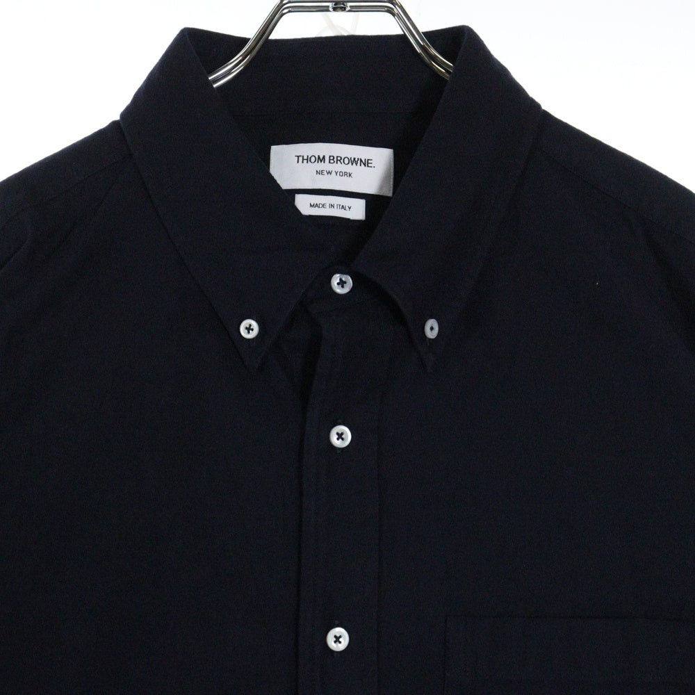 THOM BROWNE(トムブラウン) 25SS FLANNEL 4BAR SHIRT フランネル 4バー コットン ボタンダウン 長袖シャツ ネイビー MWL272A-05245-415