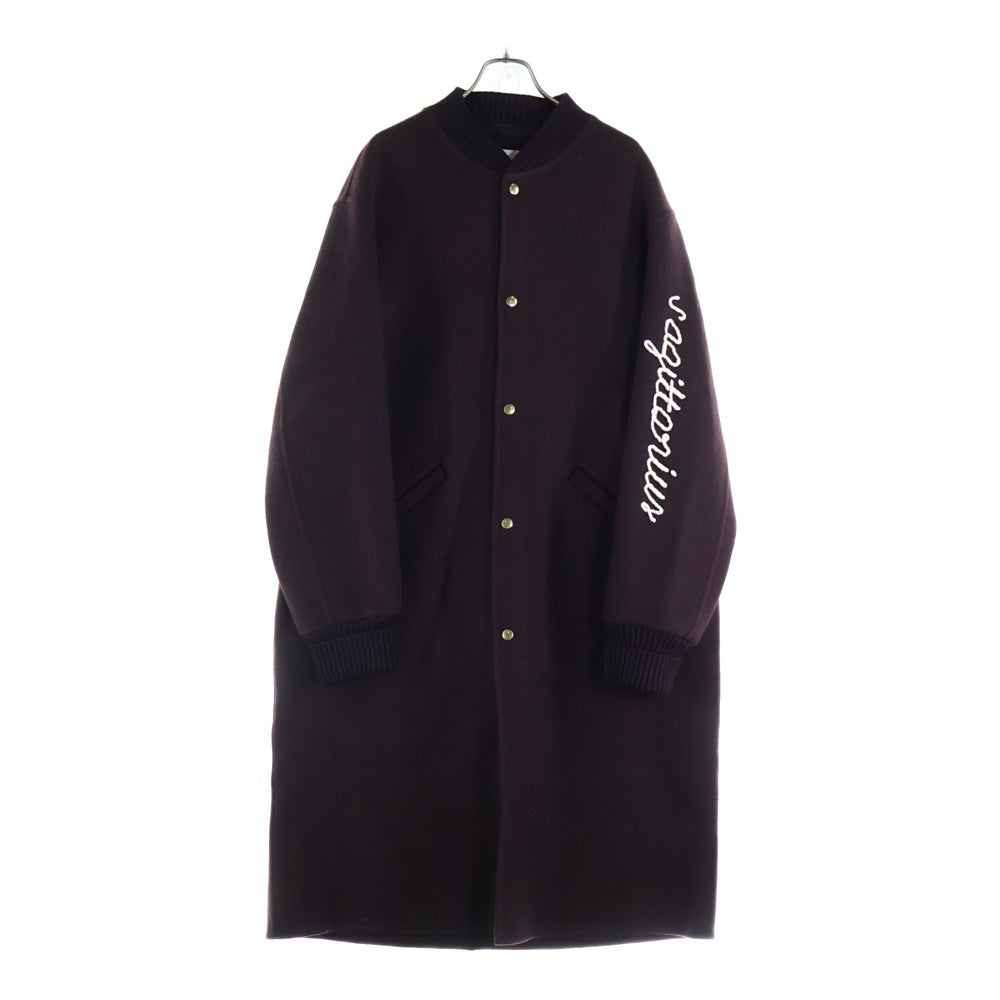 JIL SANDER(ジルサンダー) 22AW Embroidered Motif Varsity Oversized Double Sport Coat エンブロイダリー スタジアムジャケット ロングコート ボルドー J21AA0040 J40028