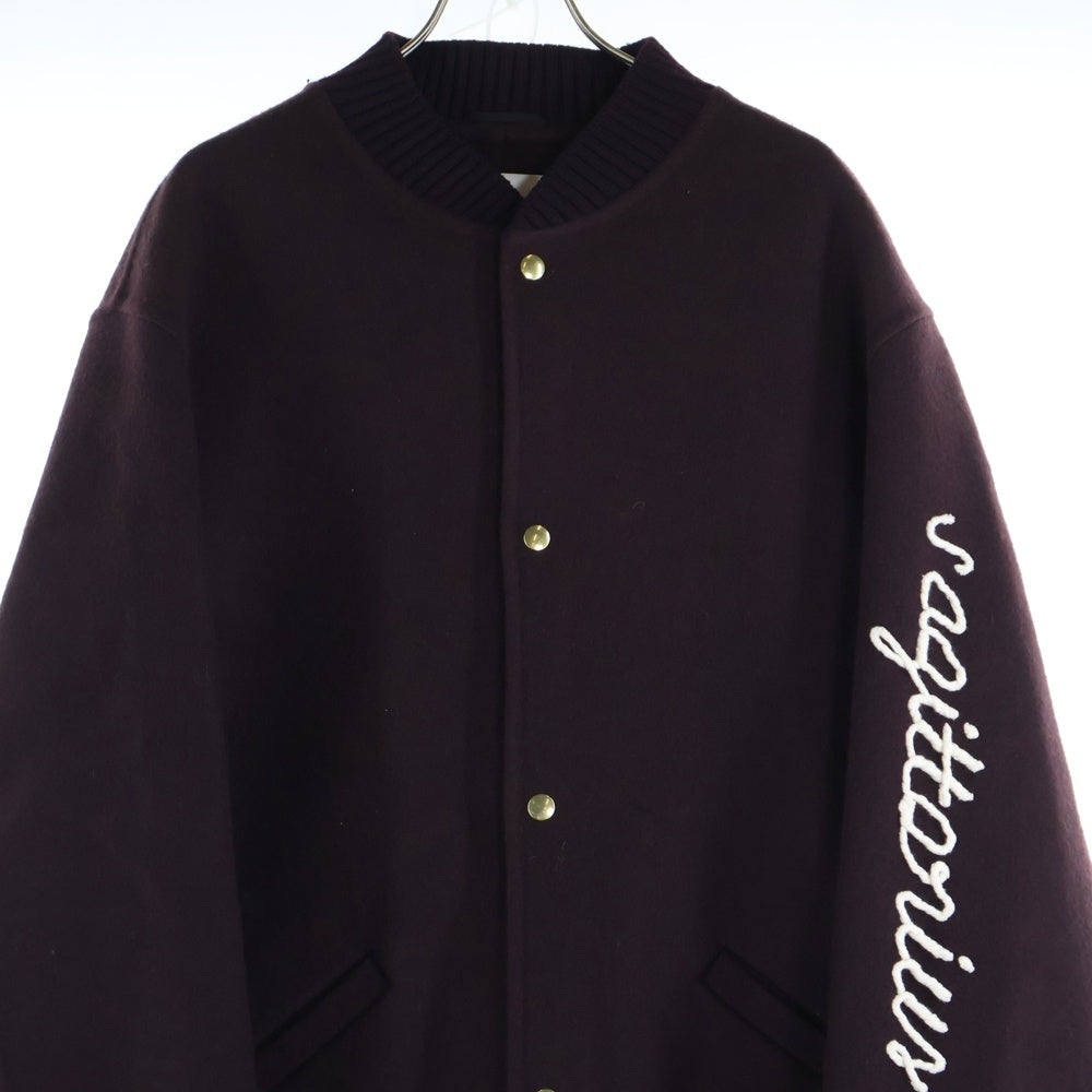 JIL SANDER(ジルサンダー) 22AW Embroidered Motif Varsity Oversized Double Sport Coat エンブロイダリー スタジアムジャケット ロングコート ボルドー J21AA0040 J40028