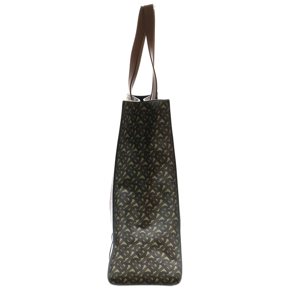 BURBERRY(バーバリー) TBモノグラム 総柄 ストライプ レザー トートバッグ ハンドバッグ ブラウン 8021486