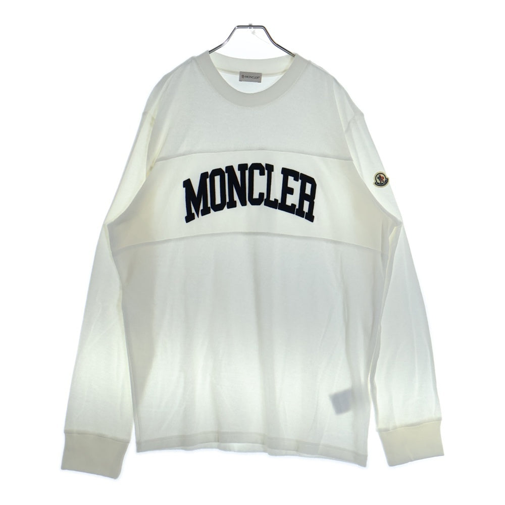 MONCLER(モンクレール) 24SS パイルロゴ クルーネック スウェット トレーナー ホワイト J10918G00024 899VV
