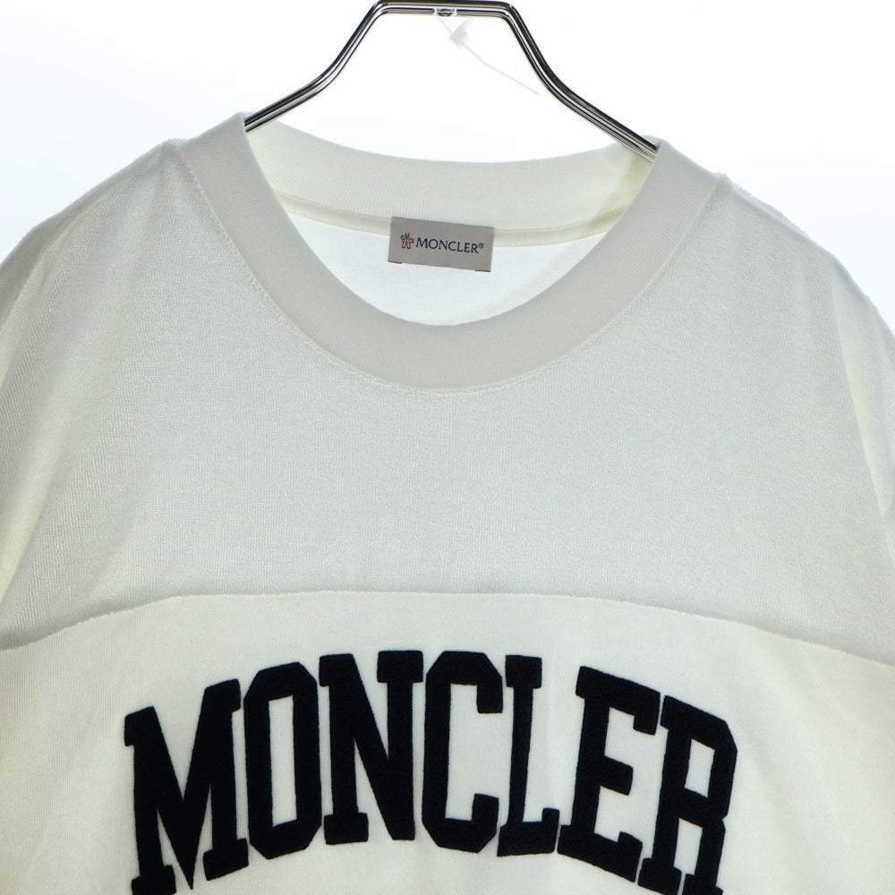 MONCLER(モンクレール) 24SS パイルロゴ クルーネック スウェット トレーナー ホワイト J10918G00024 899VV
