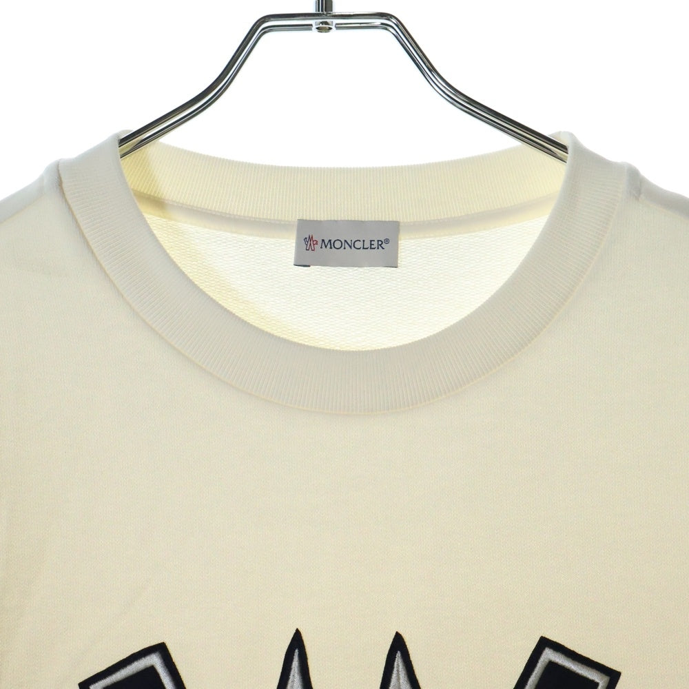 MONCLER(モンクレール) 23AW FELPA GIROCOLLO ホッケー ワッペンロゴ クルーネック スウェット トレーナー ホワイト I20918G00058 89A5W