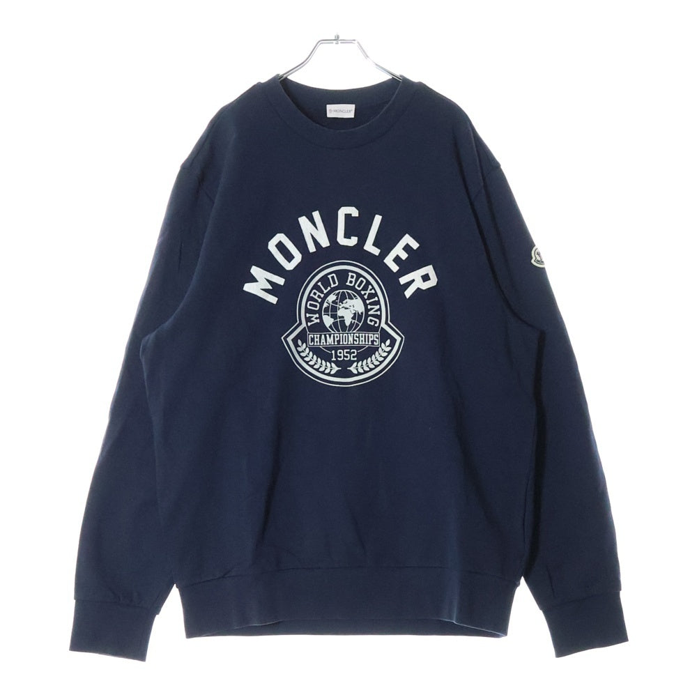 MONCLER(モンクレール) フロント ロゴ刺繍 スウェットトレーナー ネイビー I20918G00009