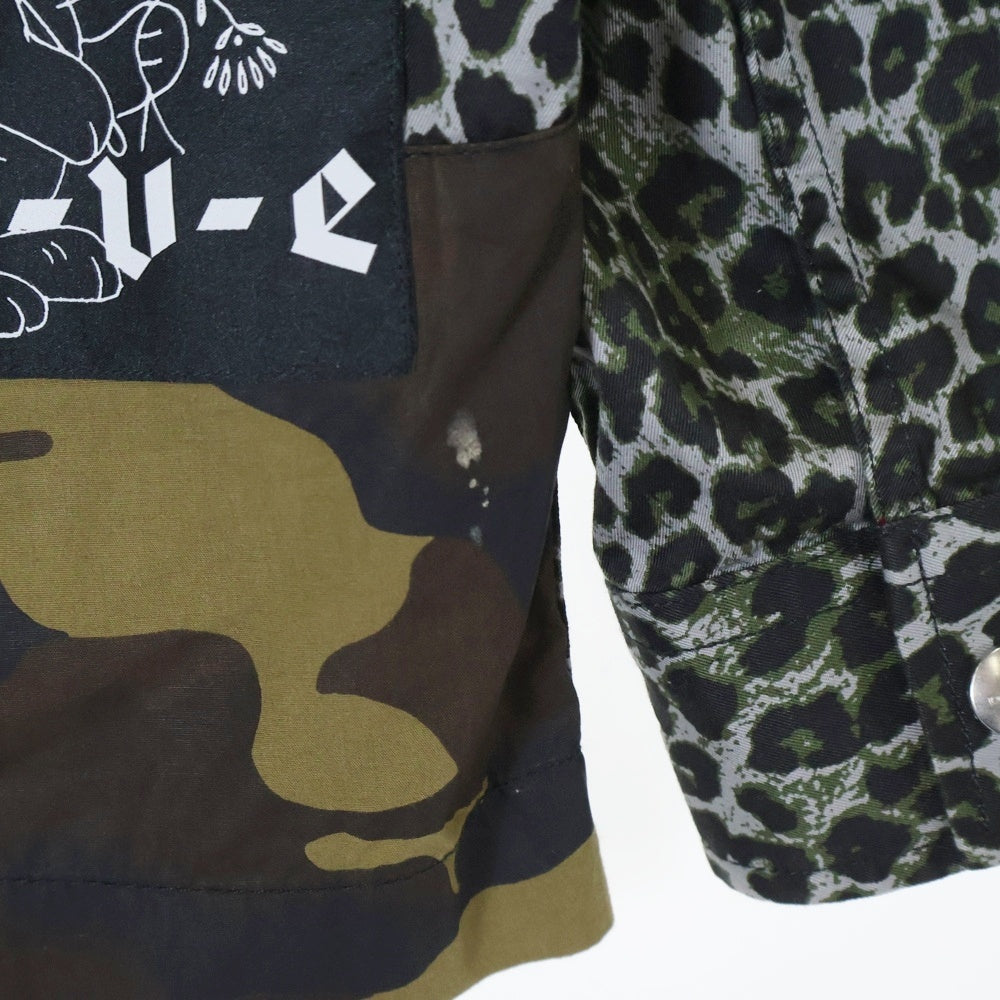 DIESEL(ディーゼル) 18AW S-LATER-ANIMAL JACKET フロントポケット レオパード総柄 長袖ジャケット グリーン