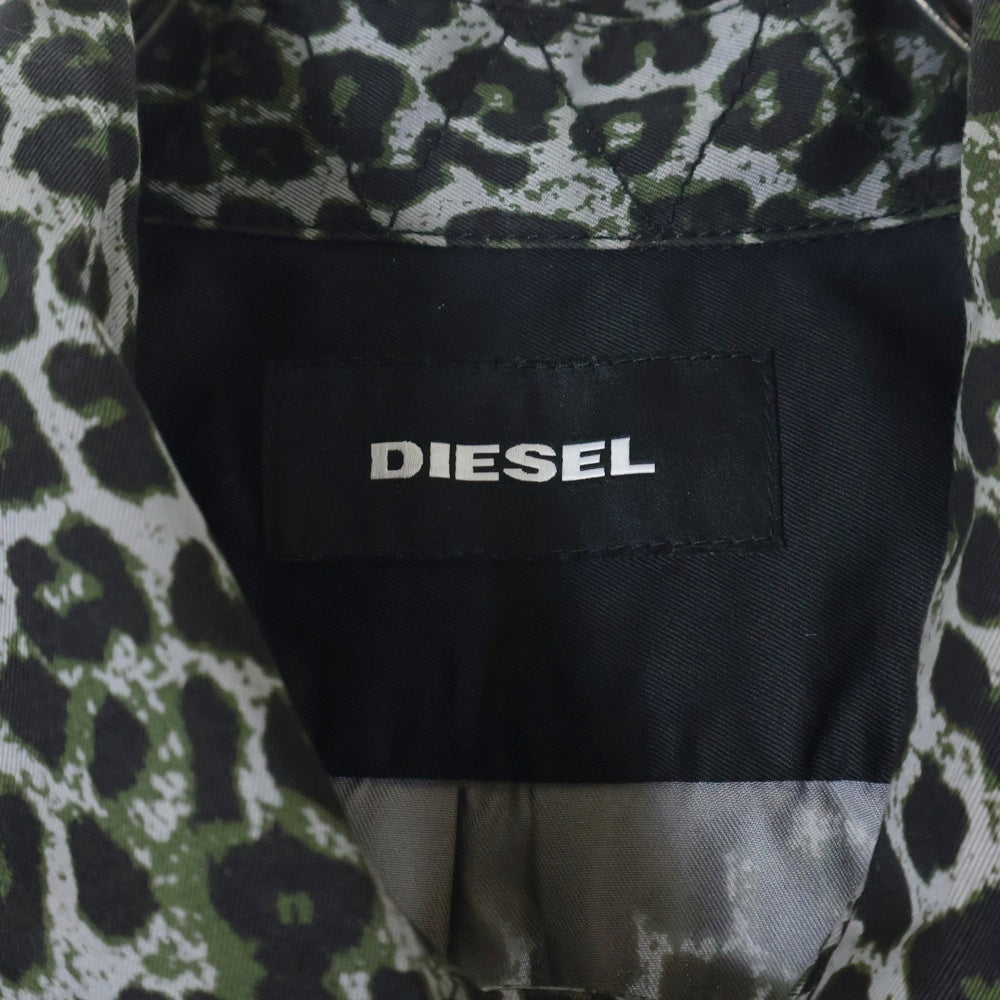 DIESEL(ディーゼル) 18AW S-LATER-ANIMAL JACKET フロントポケット レオパード総柄 長袖ジャケット グリーン