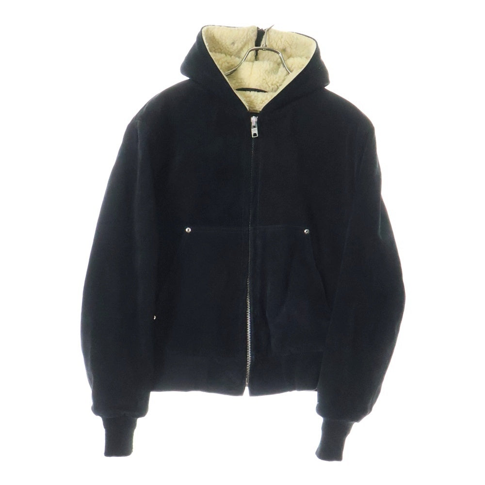 SCHOTT(ショット) 340US COW SPLIT HOODED JACKET カウスプリット ジップフード スエード ボアライニング ジップアップジャケット ブラック 7554
