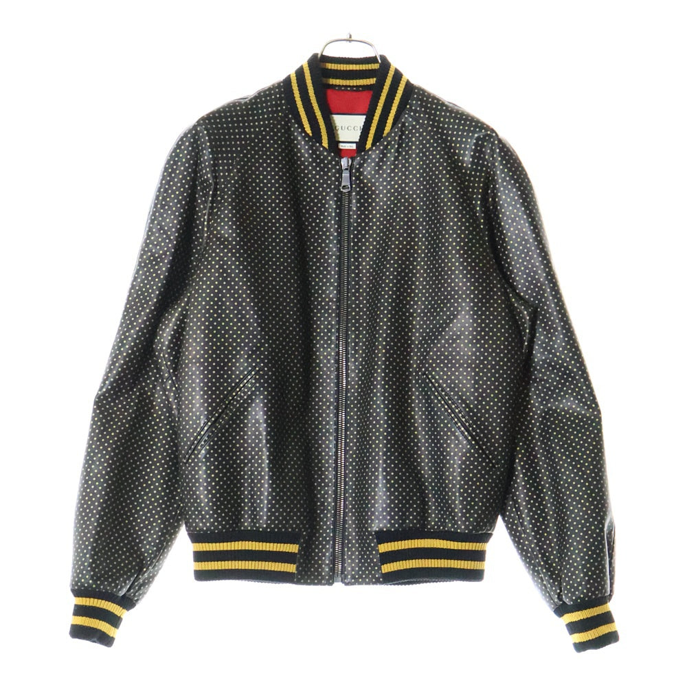 GUCCI(グッチ) Star Printed Leather Bomber Jacket スター