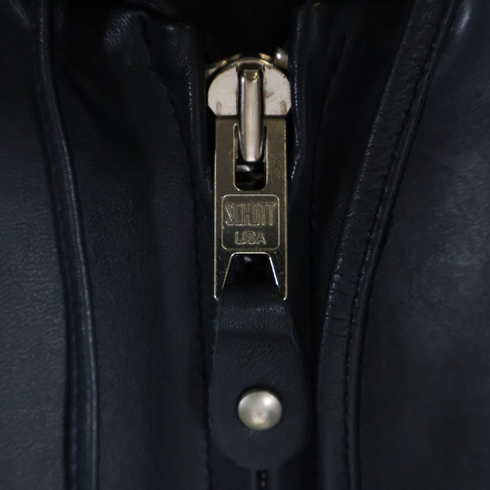 SCHOTT(ショット) LEATHER FULL ZIP PARKA レザーフルジップ パーカーブルゾン ジャケット ネイビー 3111054