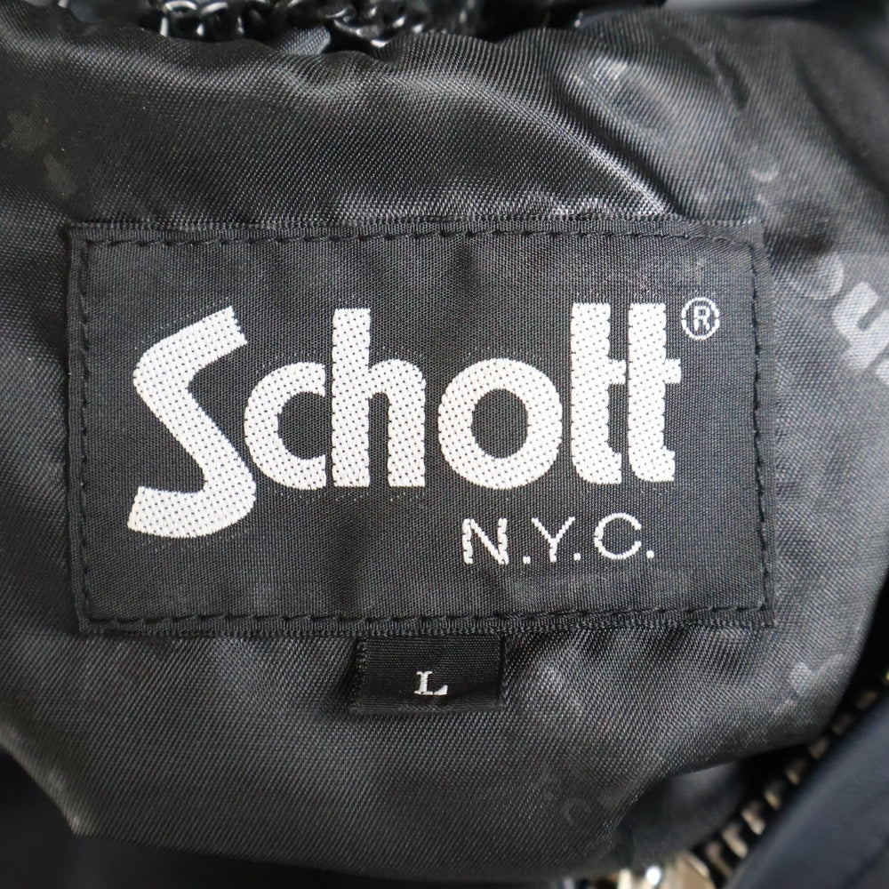 SCHOTT(ショット) LEATHER FULL ZIP PARKA レザーフルジップ パーカーブルゾン ジャケット ネイビー 3111054