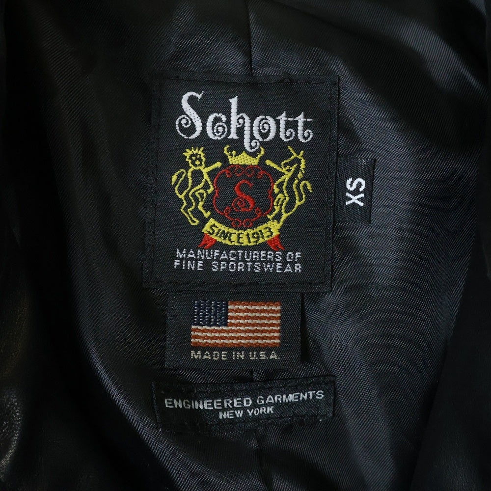 SCHOTT(ショット) 21AW ×Engineered Garments エンジニアード ガーメンツ カウレザー シングル ライダースジャケット ブラック 7657