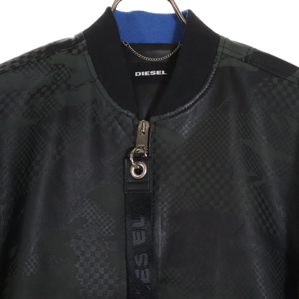 DIESEL(ディーゼル) シープスキン レザー ジップアップ ボンバージャケット ブラック