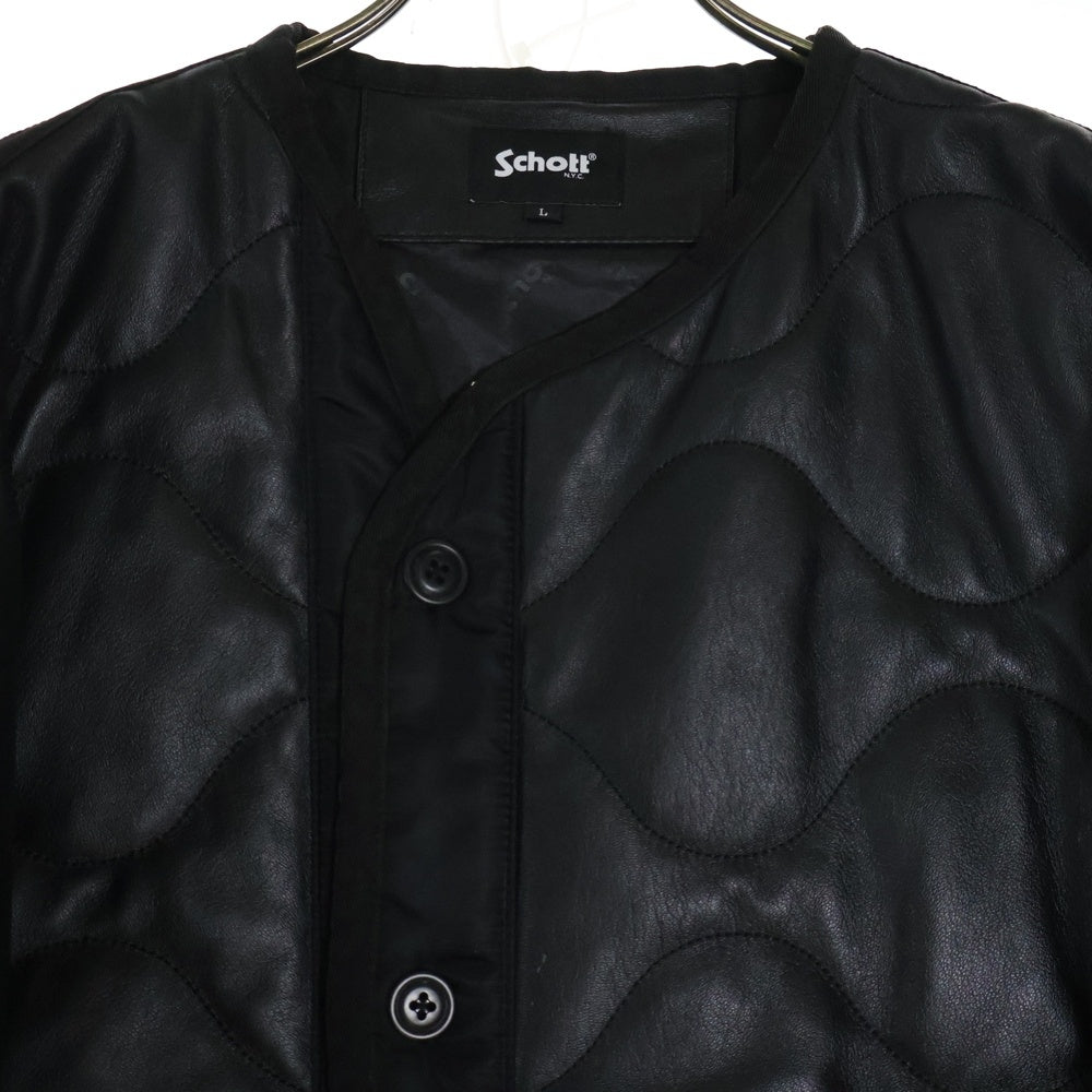 SCHOTT(ショット) 23AW QUILTED LINNER LEATHER JACKET キルティング ライナー ジップアップ レザー ジャケットブラック 782-3250076