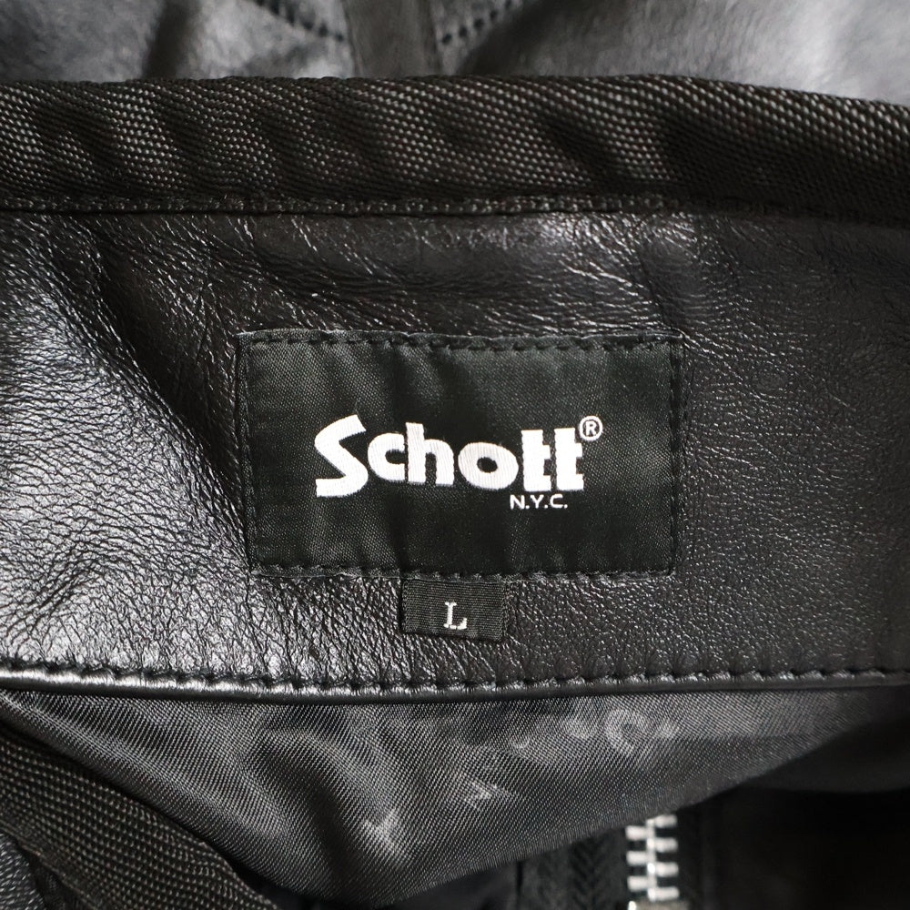 SCHOTT(ショット) 23AW QUILTED LINNER LEATHER JACKET キルティング ライナー ジップアップ レザー ジャケットブラック 782-3250076
