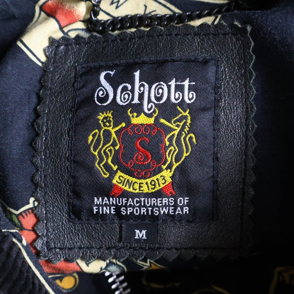 SCHOTT(ショット) C.R.J HAWAIIAN LINING ハワイアン ライナー シープスキン レザー シングル ライダースジャケット ブラック 3191050