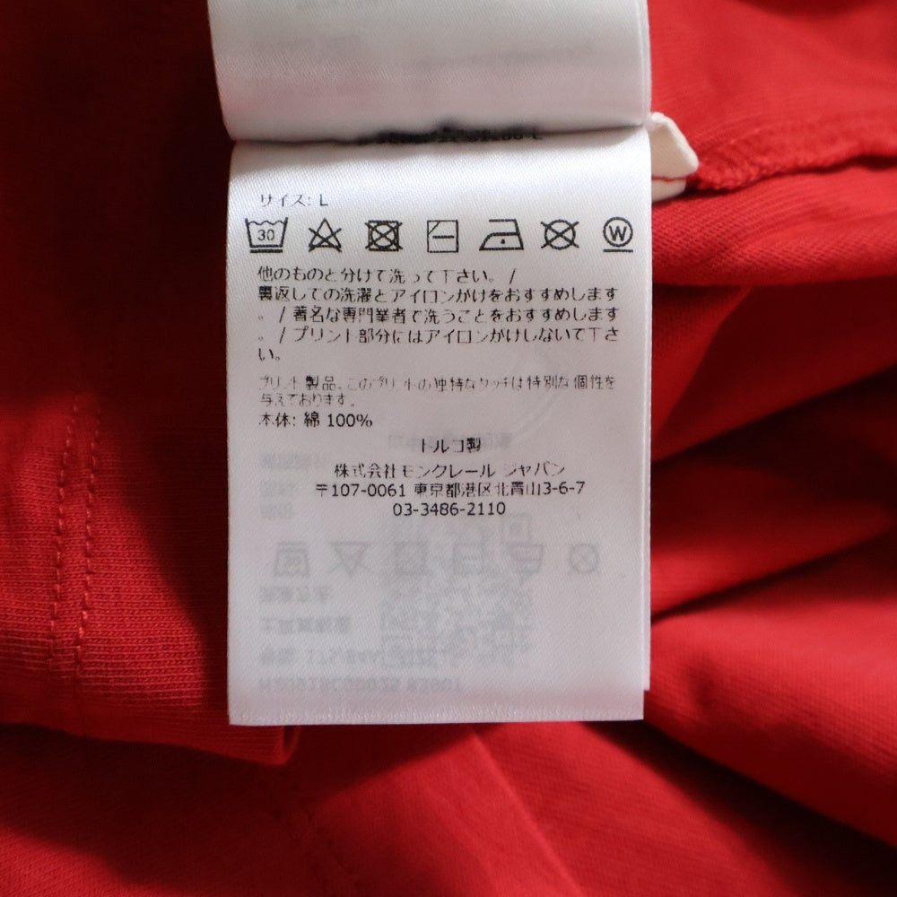 MONCLER(モンクレール) 22SS フロントロゴパッチ クルーネック半袖Tシャツ カットソー レッド H20918C00025 8390T