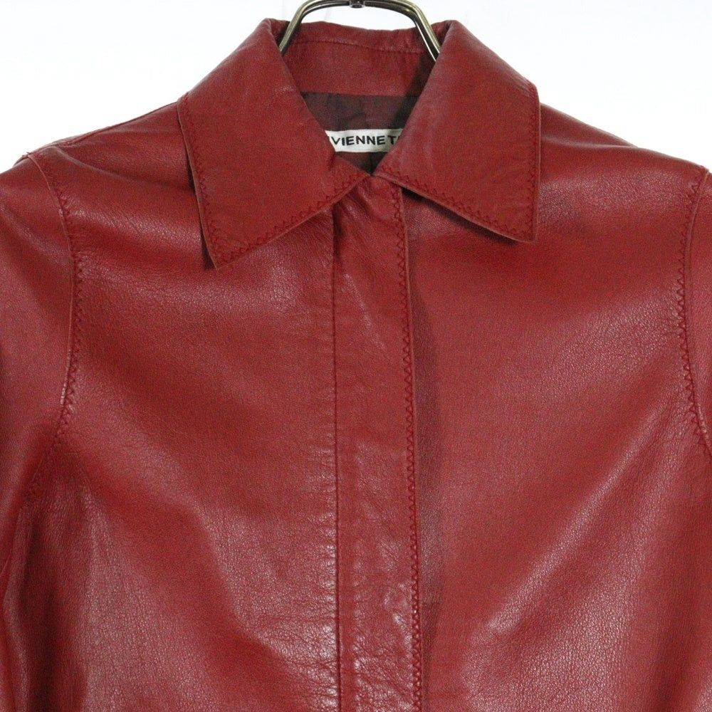 VIVIENNE TAM(ヴィヴィアンタム) シープスキン シングルレザージャケット レッド レディース 016-159304