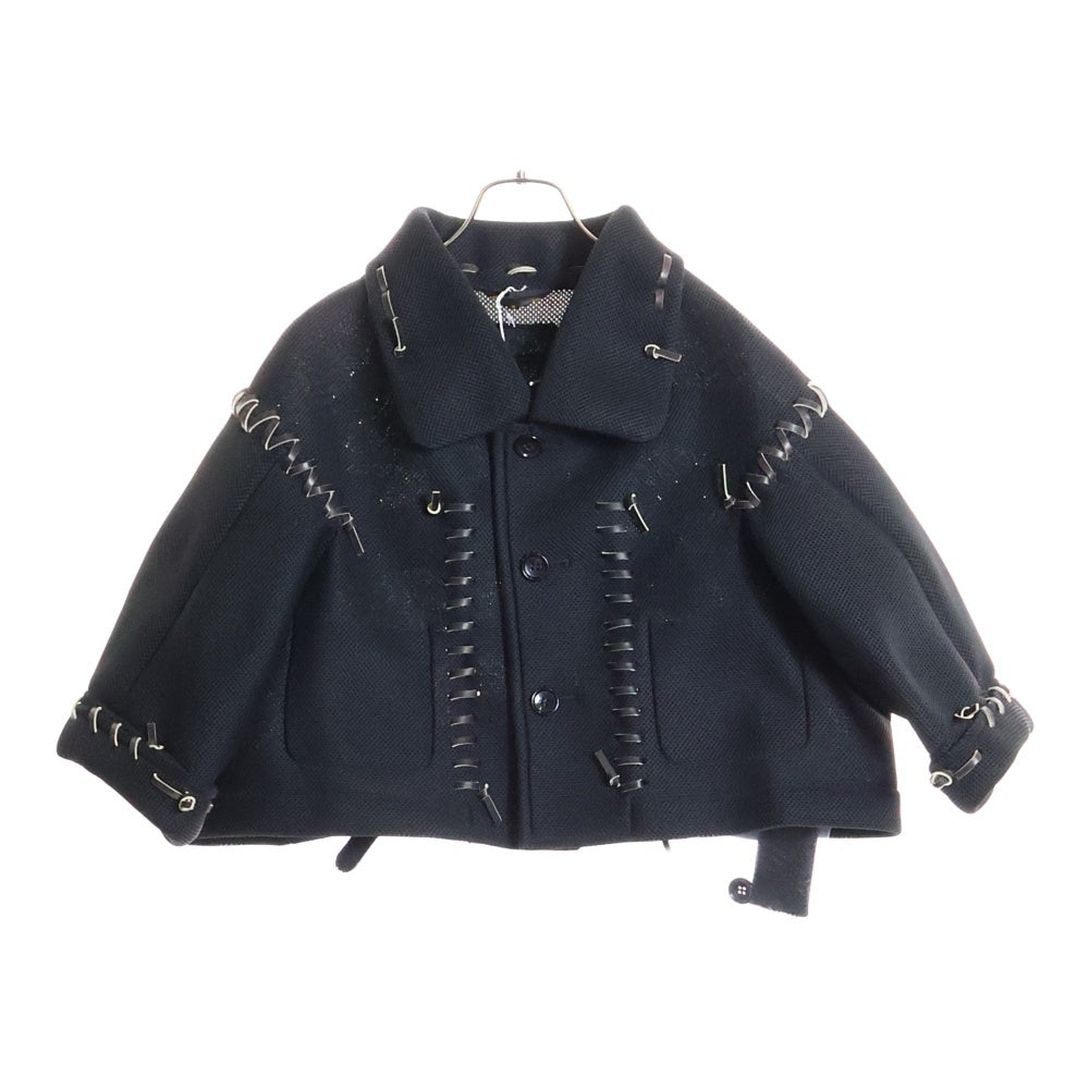 COMME des GARCONS(コムデギャルソン) 05SS ボンディング レザー編み込み ショート丈 ジャケット ブラック レディース GO-J051 AD2004