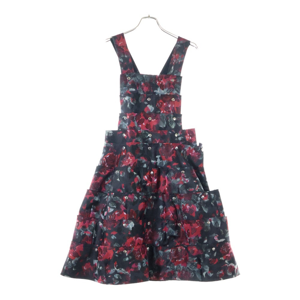 COMME des GARCONS(コムデギャルソン) 16AW フラワー総柄 ティアード ドレス サロペットワンピース レディース ブラック/レッド GR-A005 AD2016