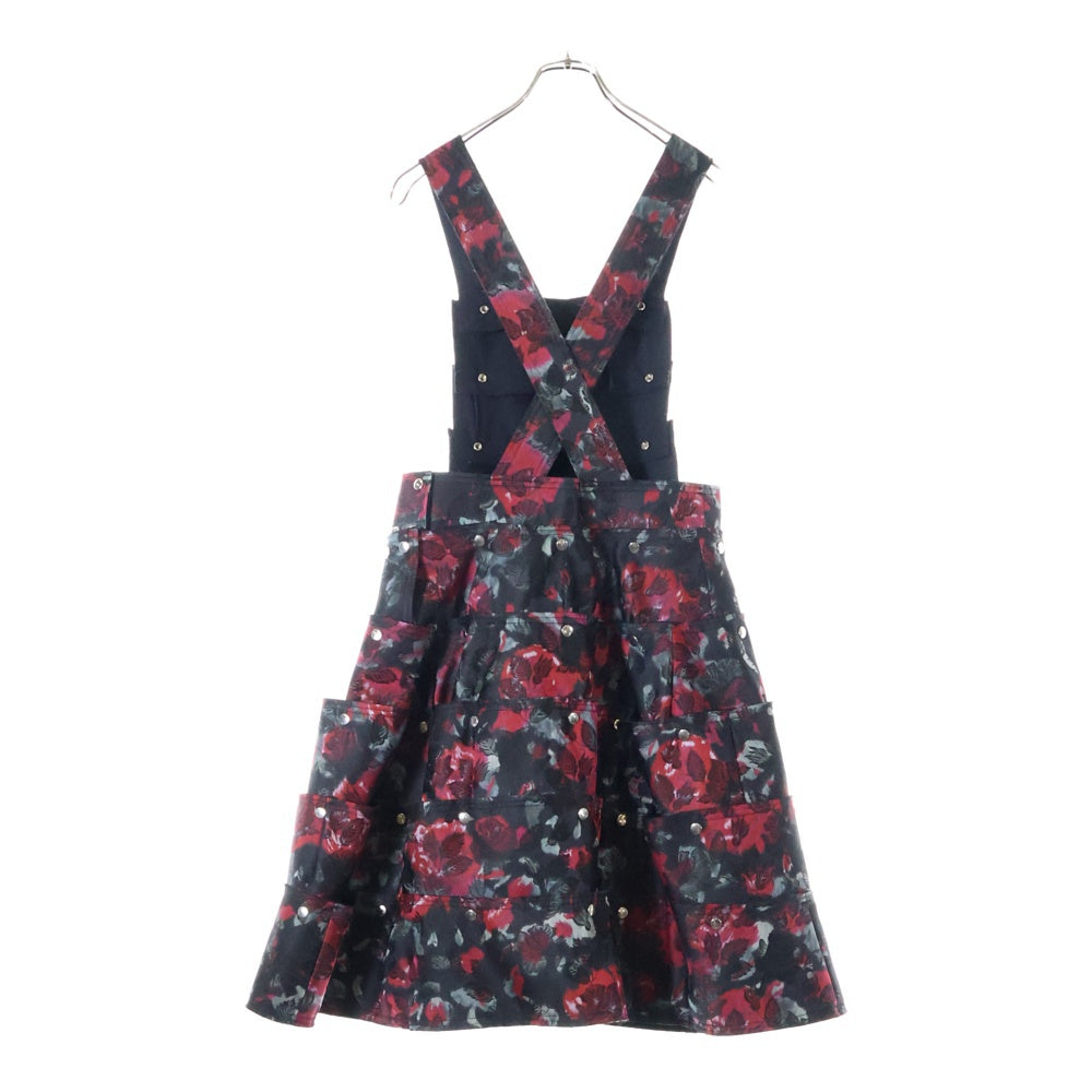 COMME des GARCONS(コムデギャルソン) 16AW フラワー総柄 ティアード ドレス サロペットワンピース レディース ブラック/レッド GR-A005 AD2016