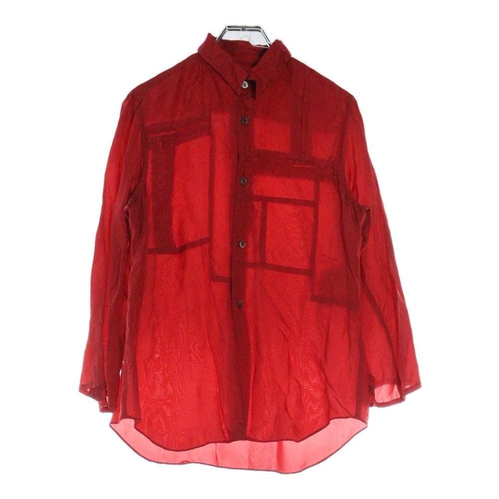 robe de chambre COMME des GARCONS(ローブドシャンブル コムデギャルソン) 02AW 七分丈 キュプラ シャツ レッド レディース RG-B033 AD2002