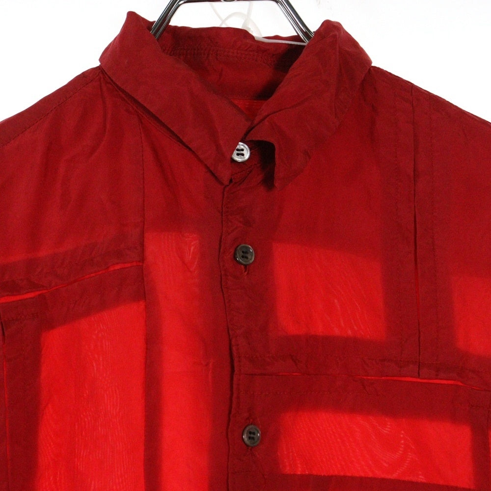 robe de chambre COMME des GARCONS(ローブドシャンブル コムデギャルソン) 02AW 七分丈 キュプラ シャツ レッド レディース RG-B033 AD2002