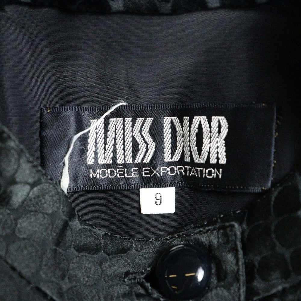 MISS DIOR(ミスディオール) ドット総柄 ヘンリーネック レーヨン ワンピース ドレス ブラック レディース
