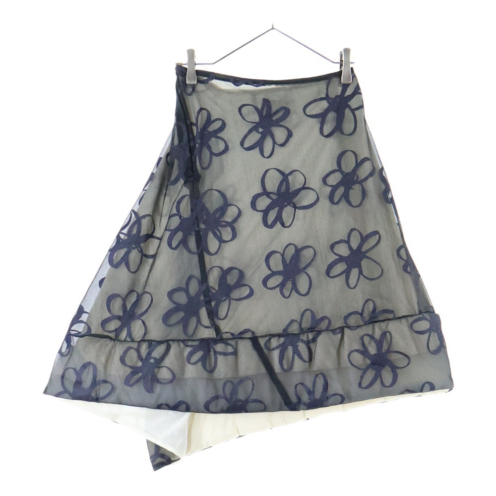 COMME des GARCONS(コムデギャルソン) 96AW 中綿 レイヤード フラワーレース スカート ネイビー レディース GS-04018S AD1996