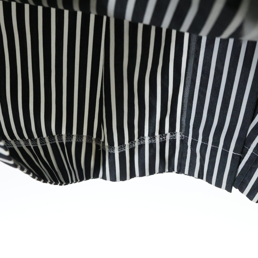 COMME des GARCONS(コムデギャルソン) 11SS ベルト付き ストライプ ノーカラー ワンピース ドレス ブラック/ホワイト GG-0073 AD2010 レディース