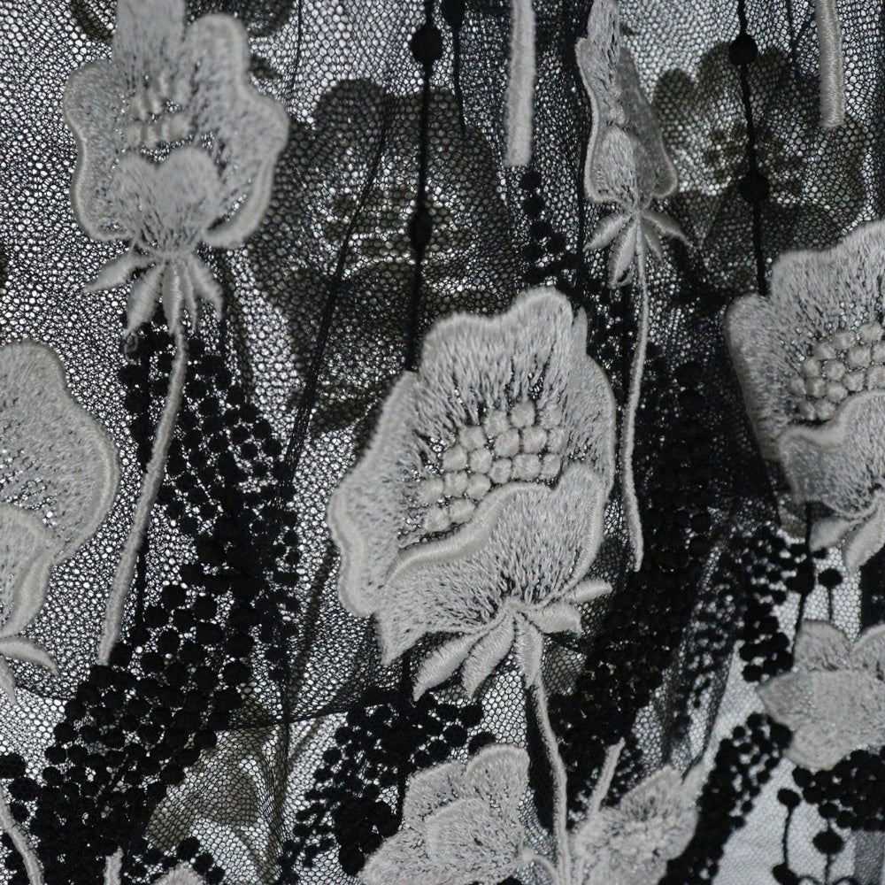 COMME des GARCONS(コムデギャルソン) 95AW フラワー刺繍 総柄 レーススカート レディース ブラック/ホワイト GS-04010S AD2015