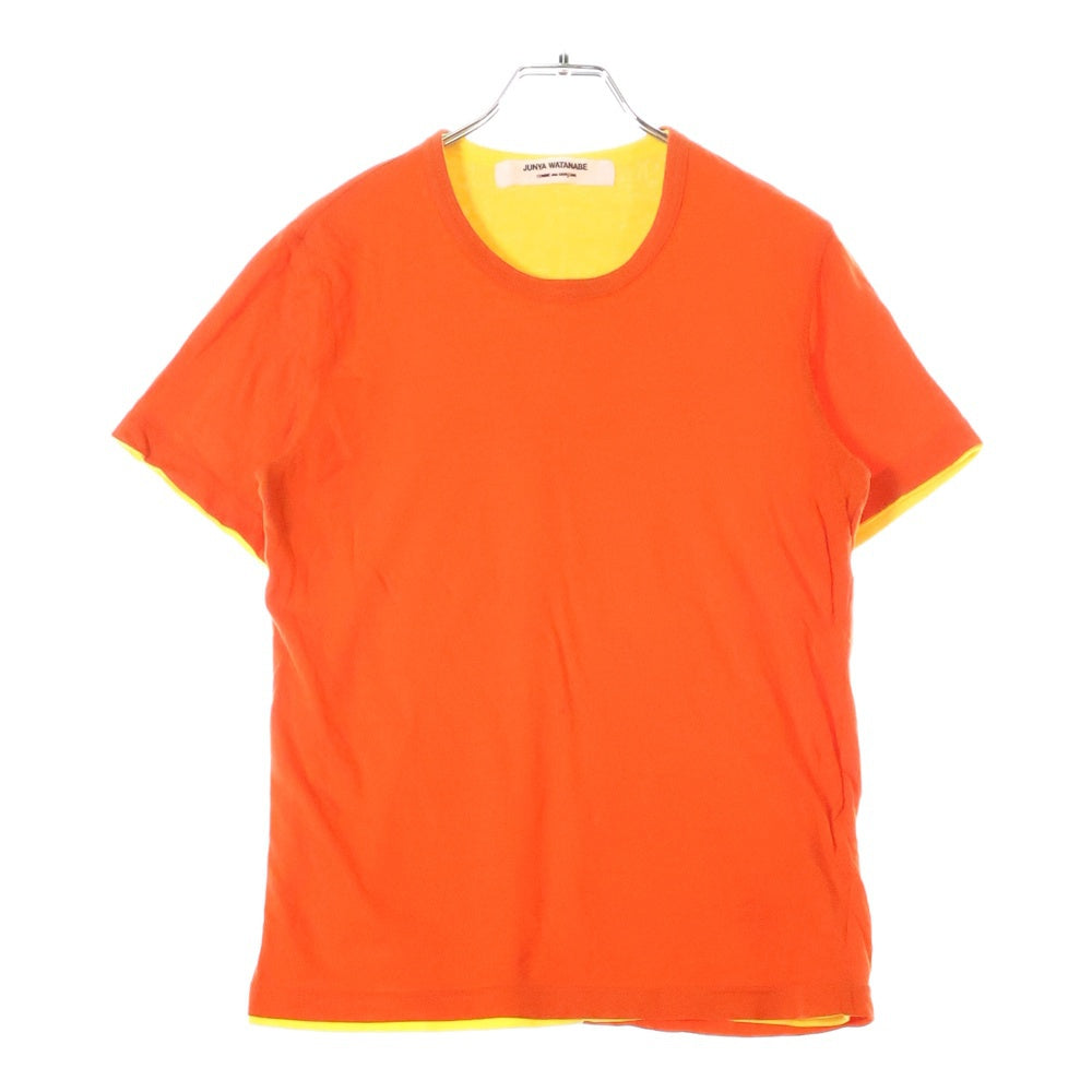 JUNYA WATANABE COMME des GARCONS(ジュンヤワタナベ コムデギャルソン) 05SS ドッキング コットン 半袖Tシャツ オレンジ/イエロー レディース JO-T038 AD2004