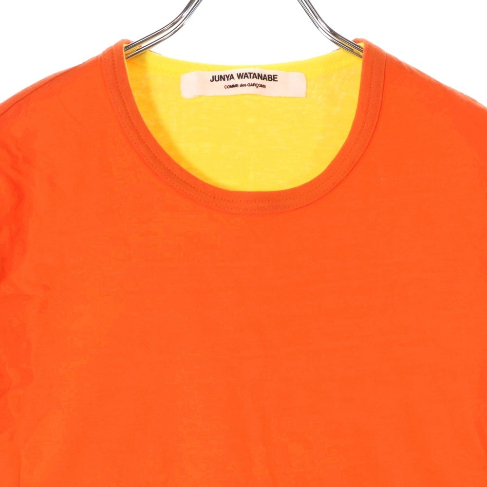 JUNYA WATANABE COMME des GARCONS(ジュンヤワタナベ コムデギャルソン) 05SS ドッキング コットン 半袖Tシャツ オレンジ/イエロー レディース JO-T038 AD2004
