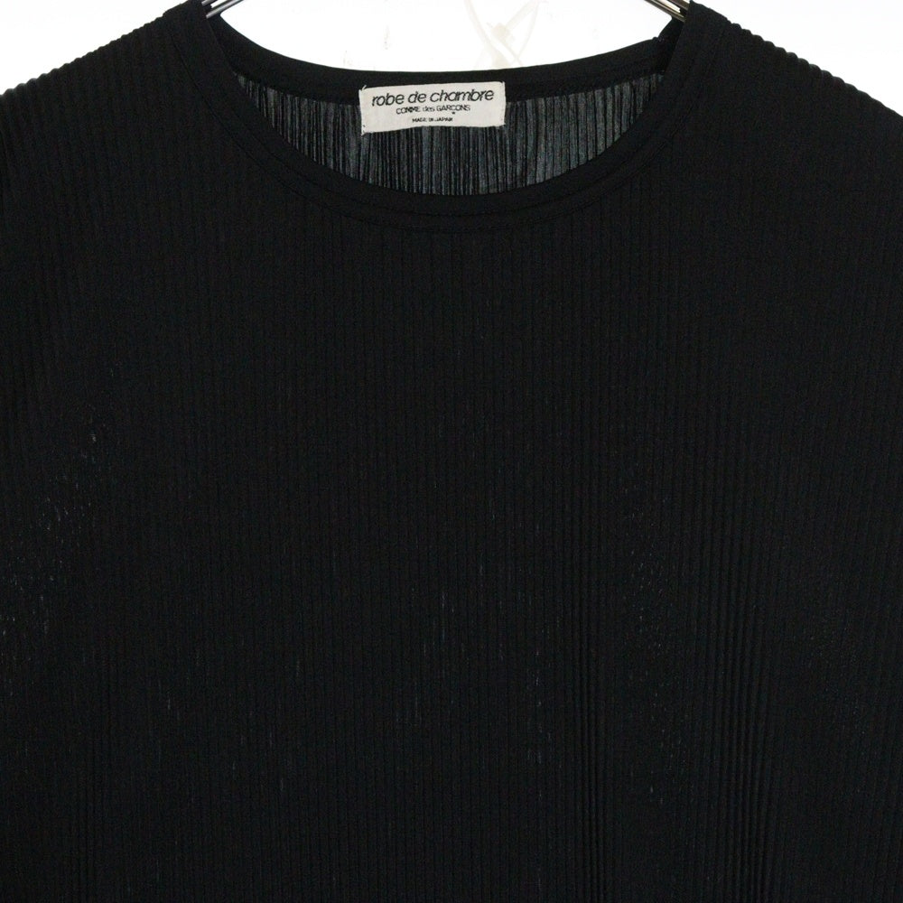 robe de chambre COMME des GARCONS(ローブドシャンブル コムデギャルソン) 91SS ストライプ クルーネック 半袖ワンピース ドレス ブラック RT-110430 AD1990