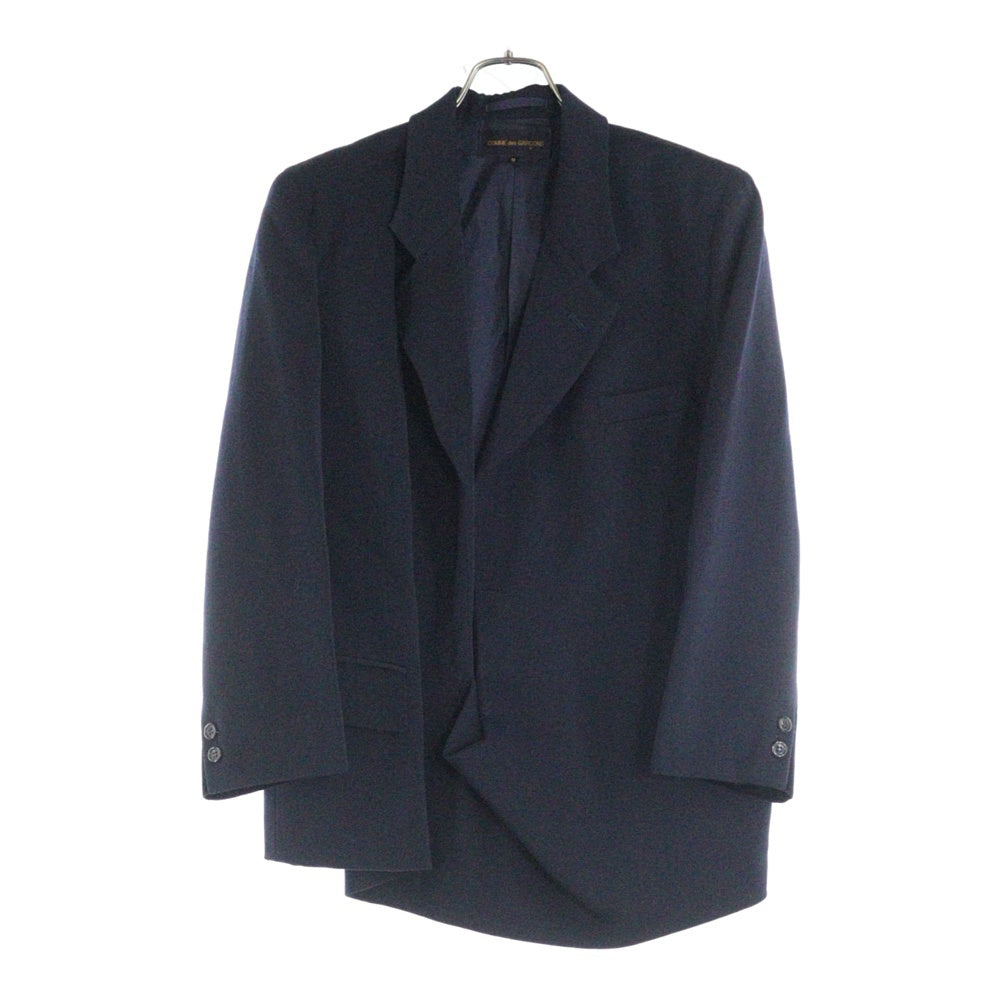 COMME des GARCONS(コムデギャルソン) 88AW ベロア切替 ノーボタン センタードッキング プルオーバー テーラードジャケット ネイビー GJ-05073M AD1988