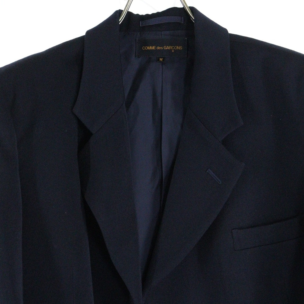 COMME des GARCONS(コムデギャルソン) 88AW ベロア切替 ノーボタン センタードッキング プルオーバー テーラードジャケット ネイビー GJ-05073M AD1988