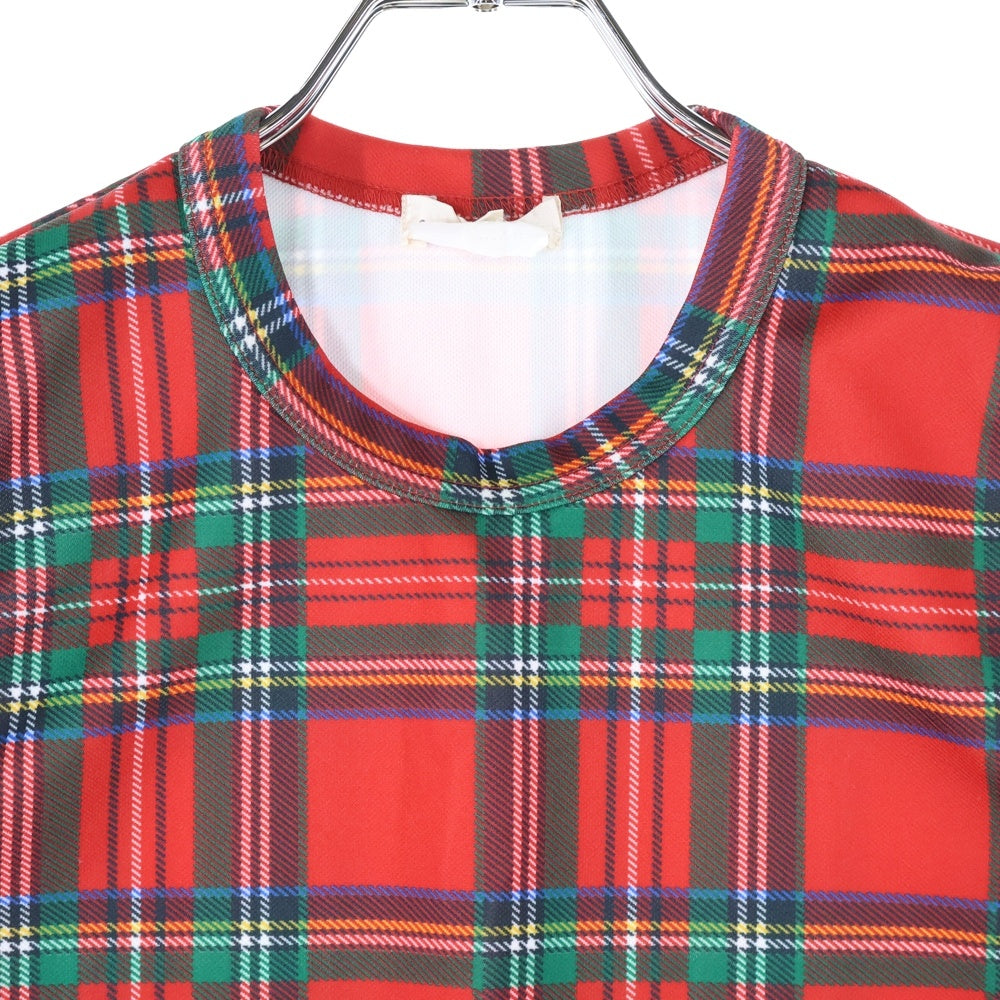 COMME des GARCONS(コムデギャルソン) 06SS タータンチェック 転写プリント ノースリーブカットソー レッド レディース GQ-T017 AD2005