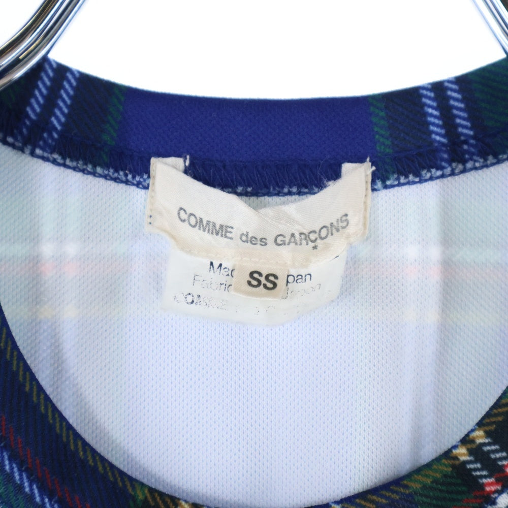 COMME des GARCONS(コムデギャルソン) 06SS タータンチェック 転写プリント ノースリーブカットソー ブルー レディース GQ-T017 AD2005