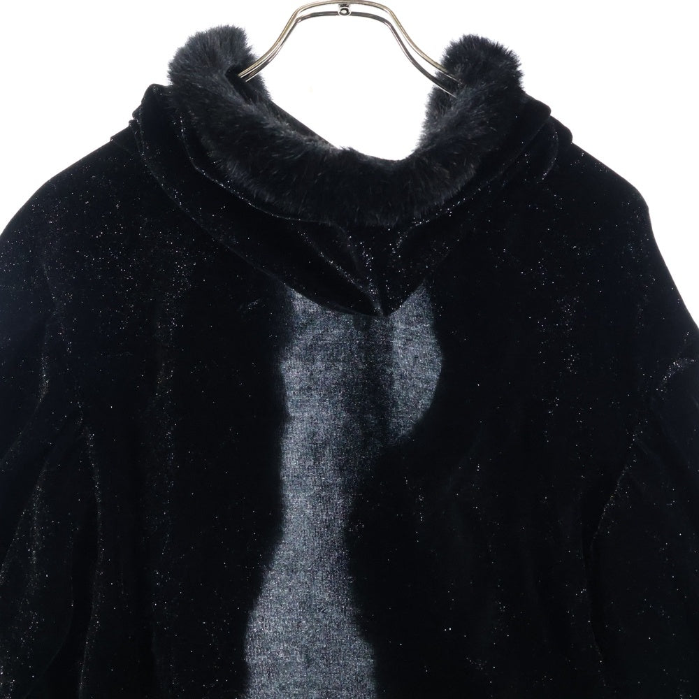 COMME des GARCONS(コムデギャルソン) 99AW ラメベロア ファー付き 長袖 ポンチョジャケット ブラック レディース GJ-040600 AD1999