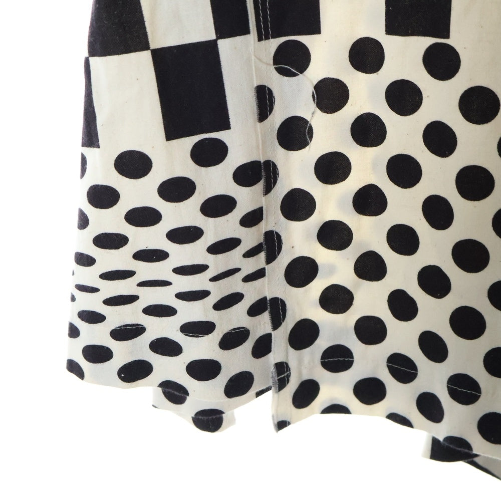 COMME des GARCONS(コムデギャルソン) 01SS ミリタリーベルトパッチ 水玉チェック カットオフ スカート ホワイト/ブラック レディース GS-10040S AD2000