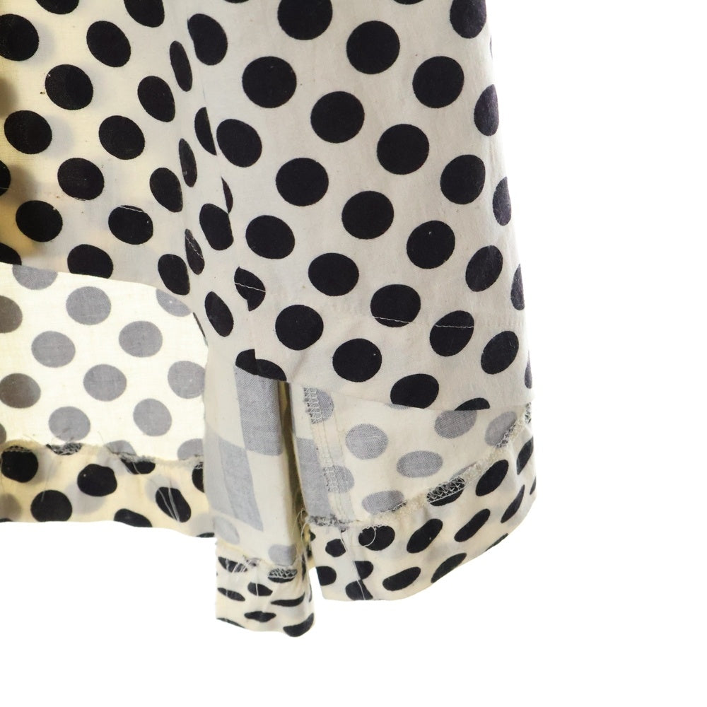 COMME des GARCONS(コムデギャルソン) 01SS ミリタリーベルトパッチ 水玉チェック カットオフ スカート ホワイト/ブラック レディース GS-10040S AD2000