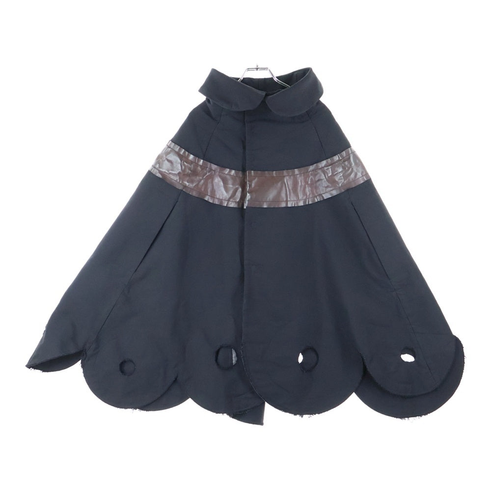 COMME des GARCONS(コムデギャルソン) 15AW THE CEREMONY OF SEPARATION ポリエステル ヘムスカラップ ラウンドカラー ポンチョ コート ブラック/ブラウン GP-C013 AD2015 レディース