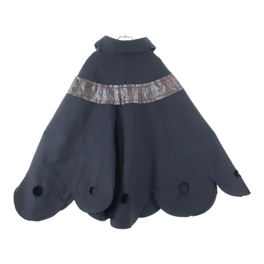 COMME des GARCONS(コムデギャルソン) 15AW THE CEREMONY OF SEPARATION ポリエステル ヘムスカラップ ラウンドカラー ポンチョ コート ブラック/ブラウン GP-C013 AD2015 レディース