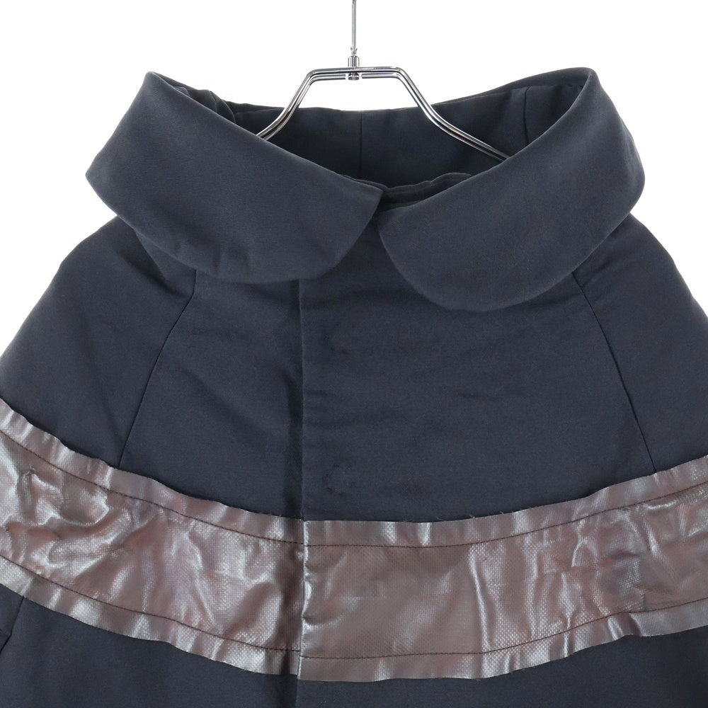 COMME des GARCONS(コムデギャルソン) 15AW THE CEREMONY OF SEPARATION ポリエステル ヘムスカラップ ラウンドカラー ポンチョ コート ブラック/ブラウン GP-C013 AD2015 レディース