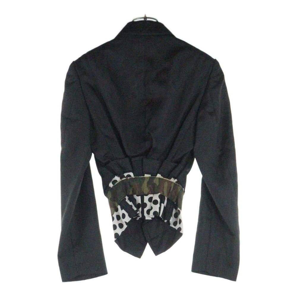 COMME des GARCONS(コムデギャルソン) 01SS カモフラ ドット 切り替え ノッチドラペル 2B シングルテーラードジャケット ブラック GJ-10043S AD2000 レディース
