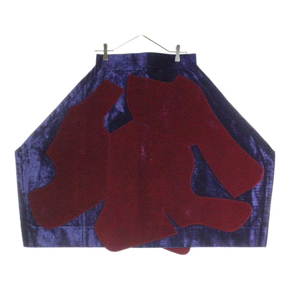 COMME des GARCONS(コムデギャルソン) 12AW 変形 ベロア パッチワーク バルーンスカート ネイビー/ピンク レディース GJ-S009 AD2012