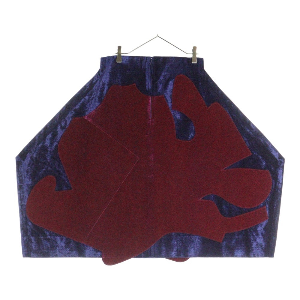 COMME des GARCONS(コムデギャルソン) 12AW 変形 ベロア パッチワーク バルーンスカート ネイビー/ピンク レディース GJ-S009 AD2012