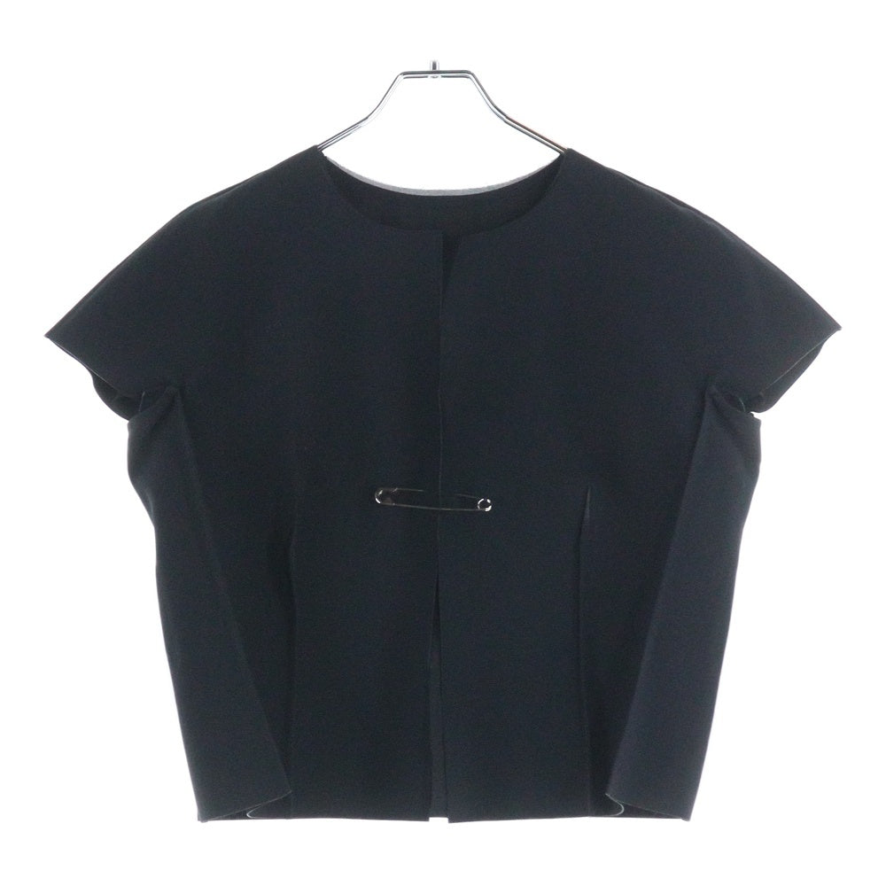 COMME des GARCONS(コムデギャルソン) 99SS プリーツ加工 ドッキング ボタンレス 半袖シャツ ブラウス ブラック GJ-100090 AD1998 レディース